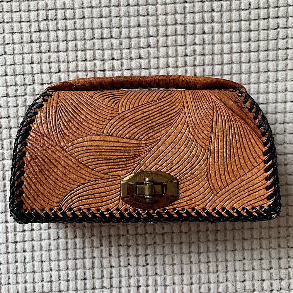 VINTAGE hand tooled leather mini bag